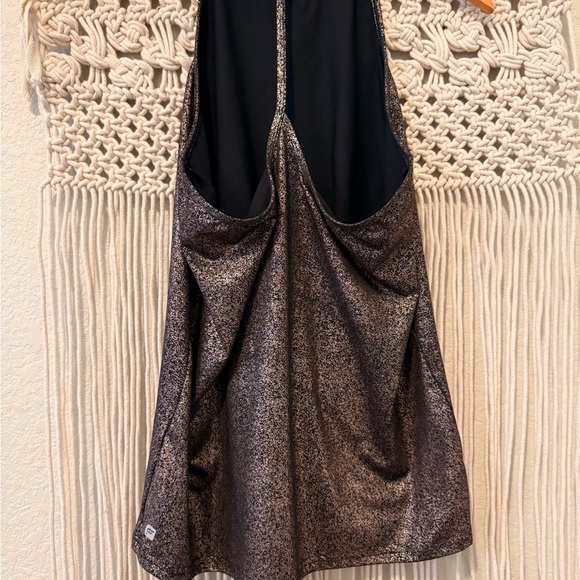 Fabletics Women’s Medium Ciara Tank – Rose Gold Glitter Performance Workout Top - Picture 2 of 3